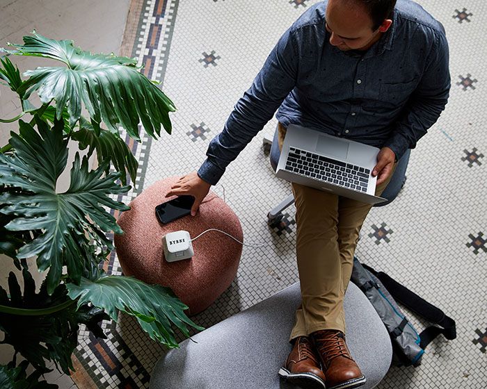 Hitch portable charger in an office setting