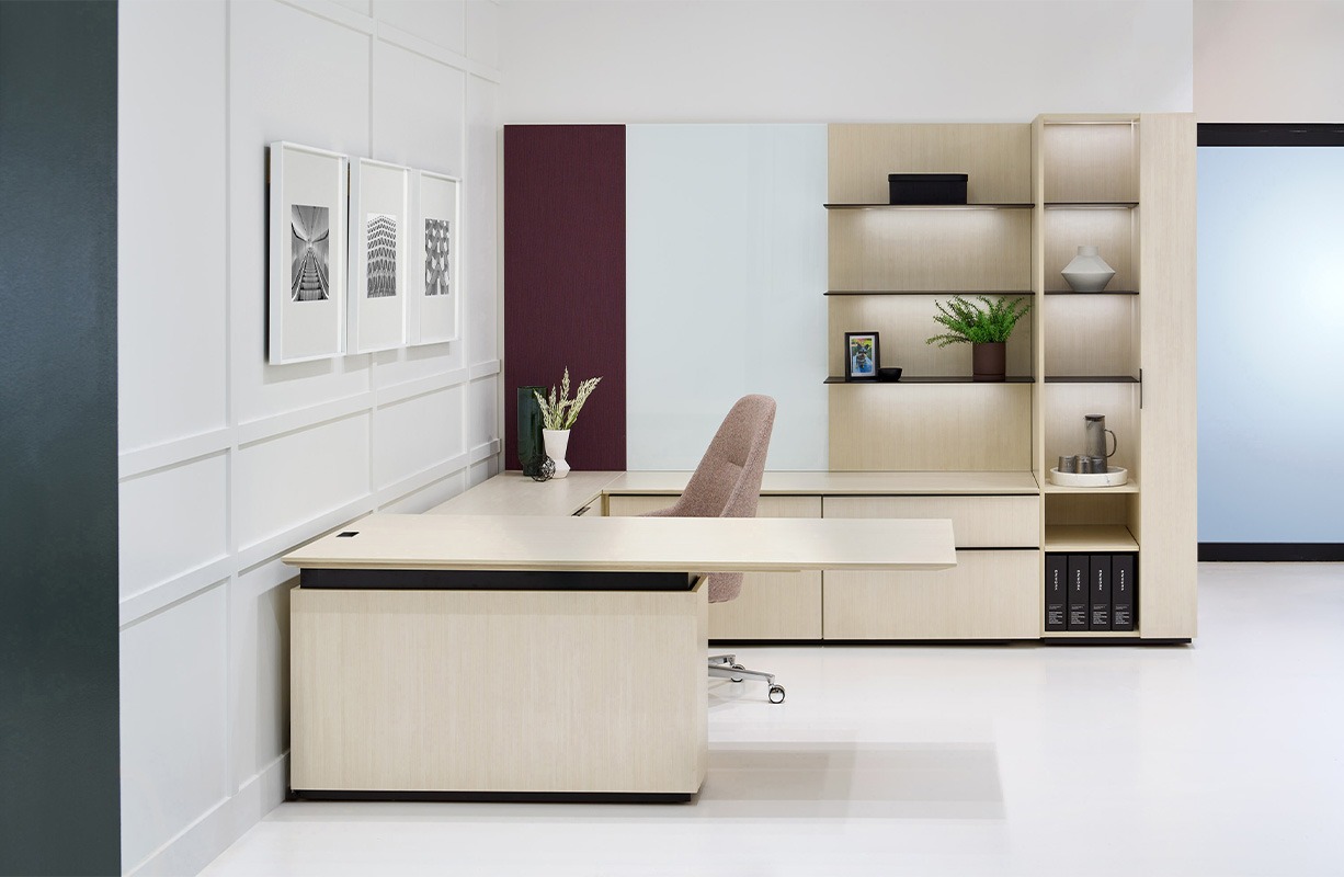 Modern private office with natural light