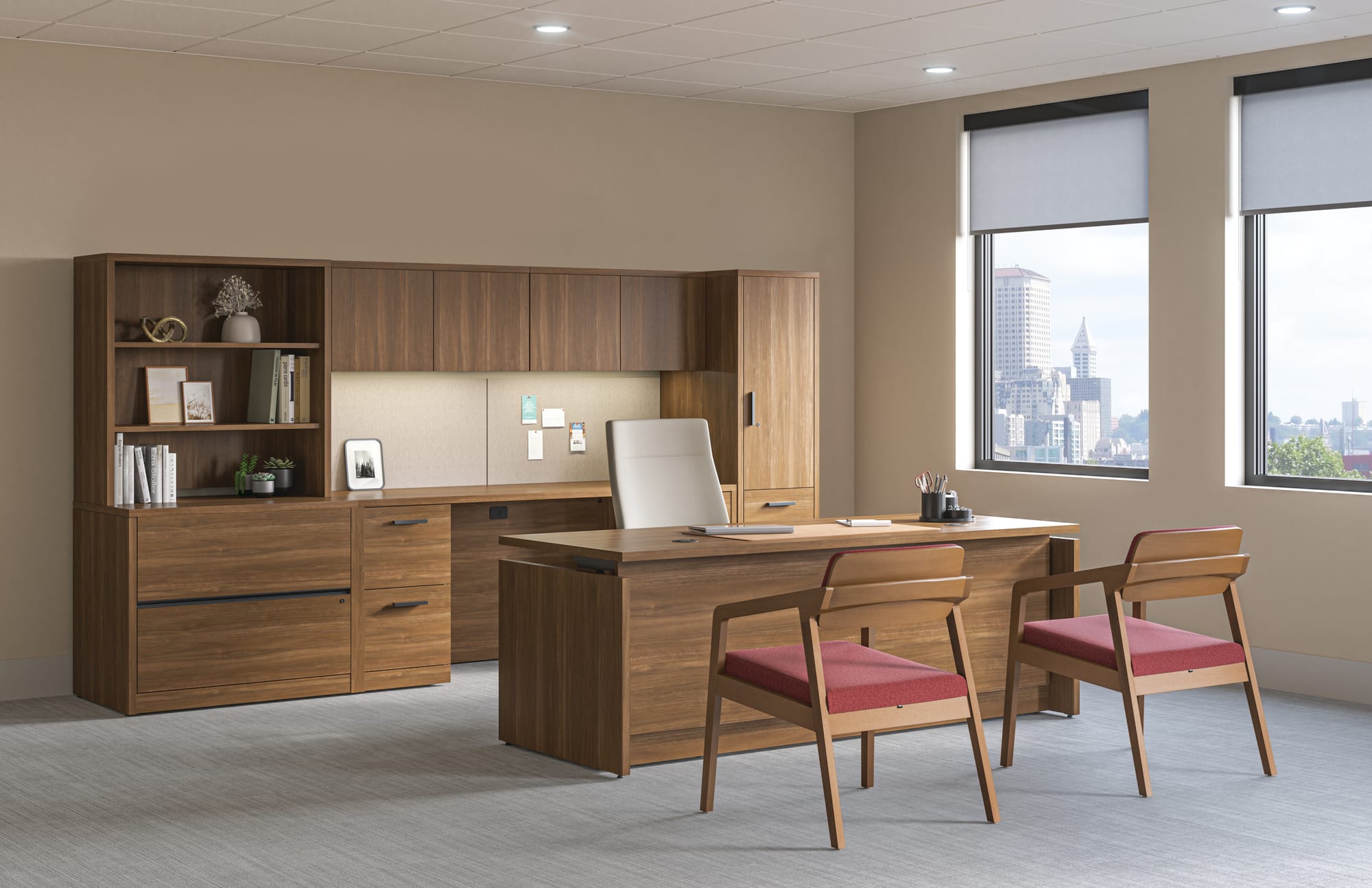 Modern private office with natural light