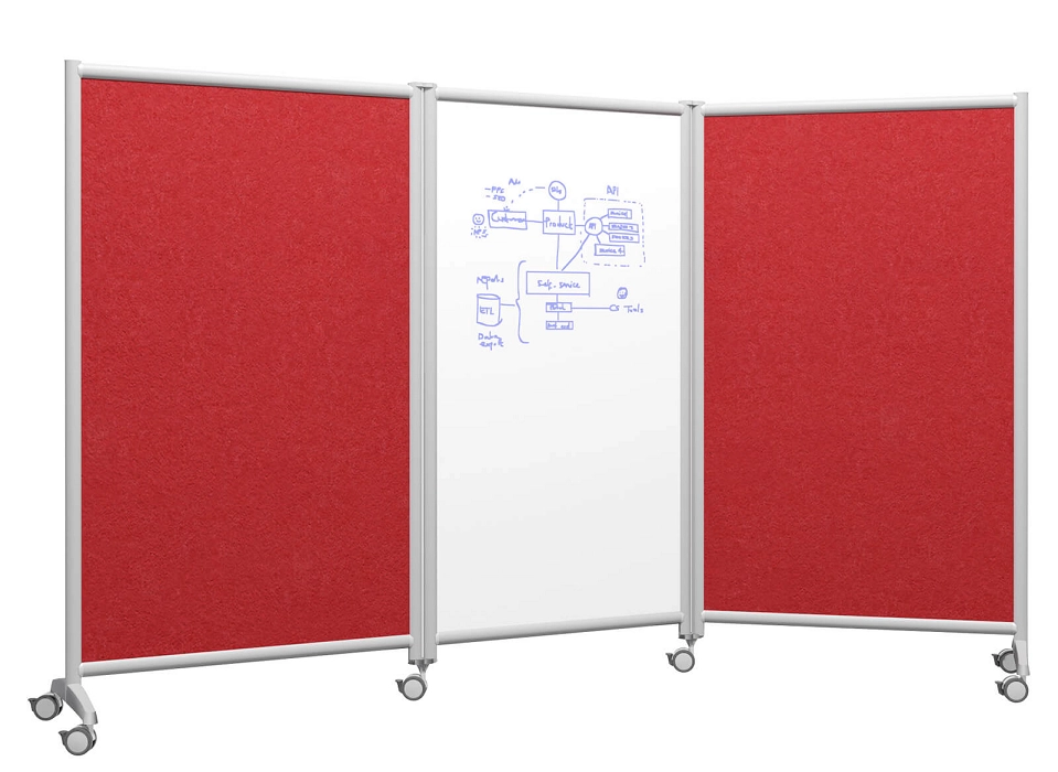 Rolling whiteboards around a project team