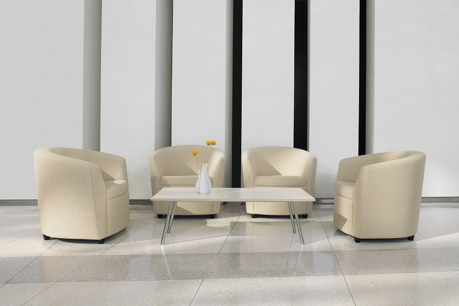 Task seating on casters around tables