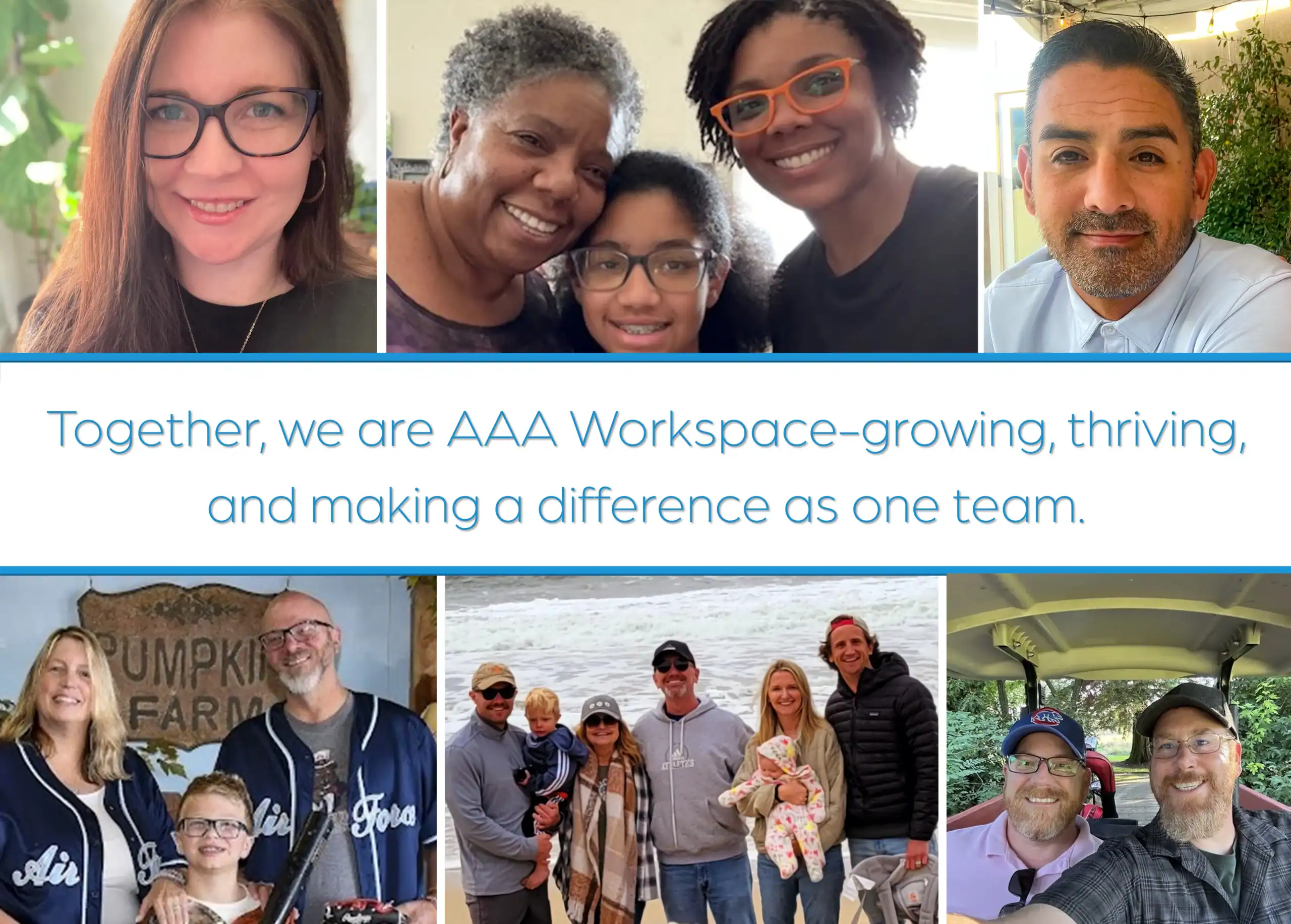 AAA Workspace team members collage, slide three