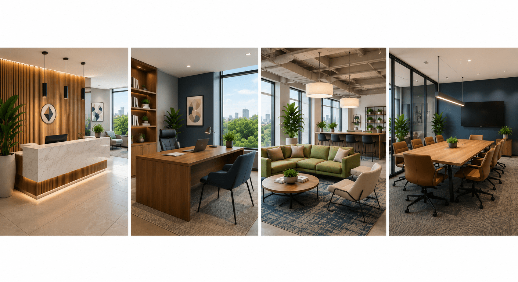 Bright modern spaces collaborative workplace interior
