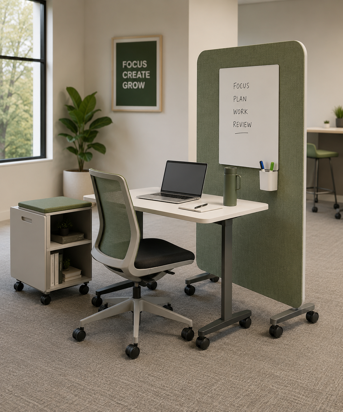 Flexible room arranged for focused individual work