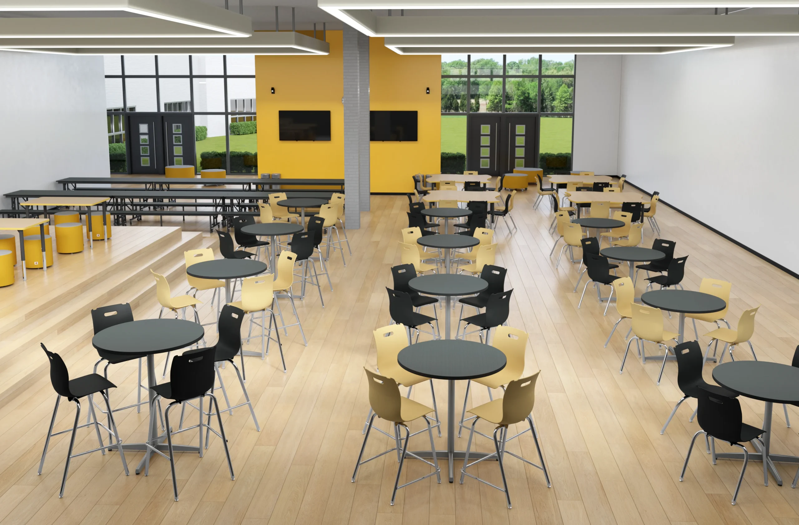 Flexible dining tables and seating