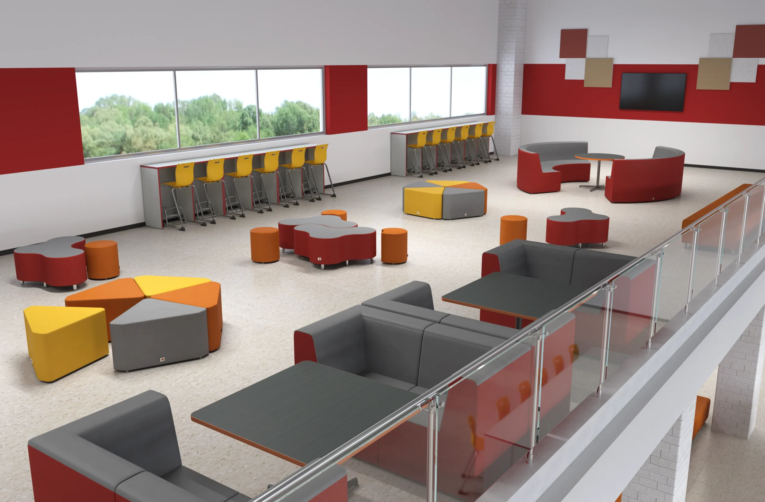 Student commons with collaborative furniture