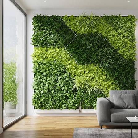 Stylish office interior enhanced with plants