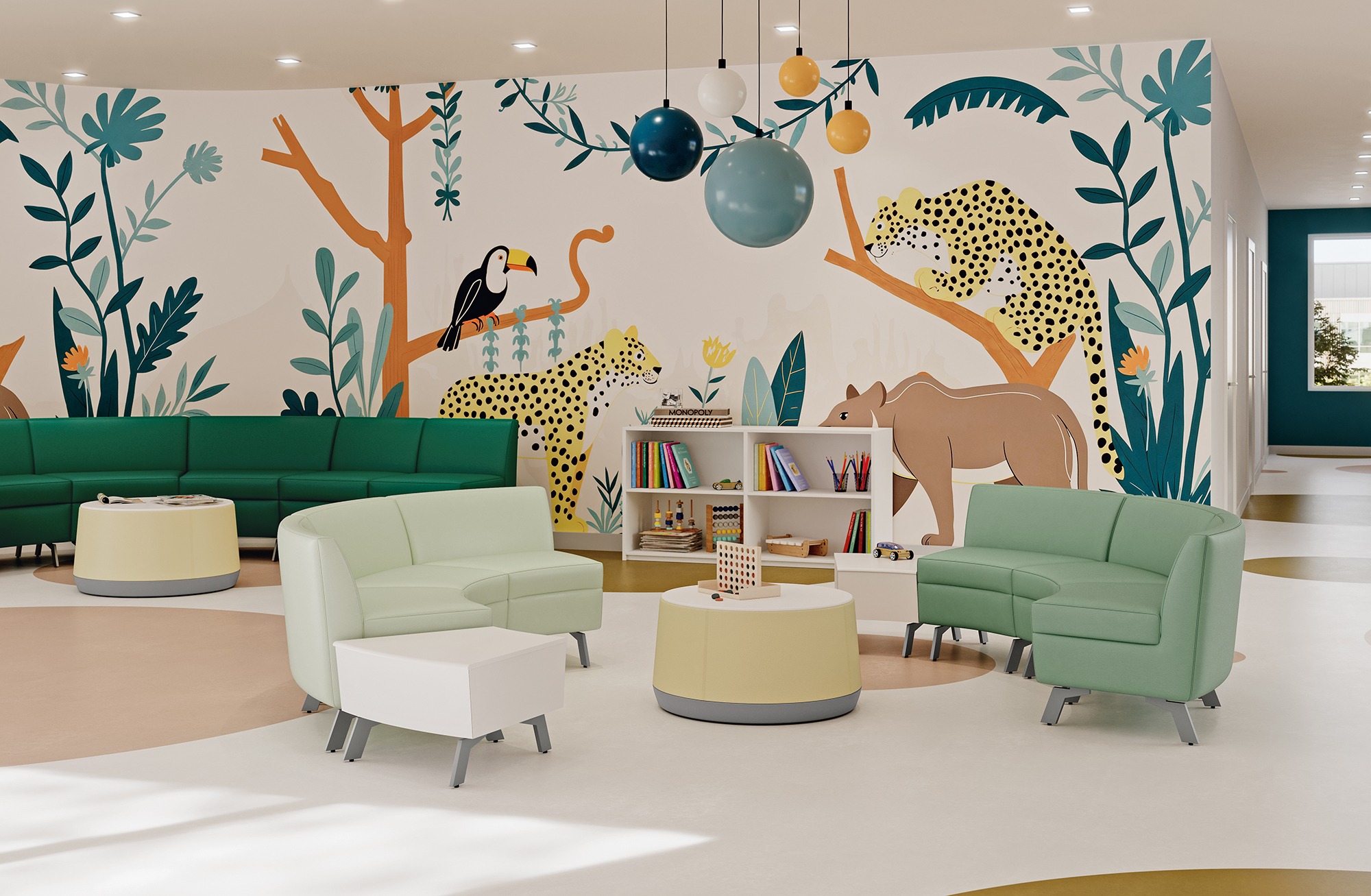 Student commons with collaborative furniture