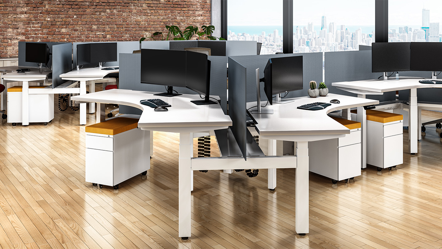 Height-adjustable corporate workstations