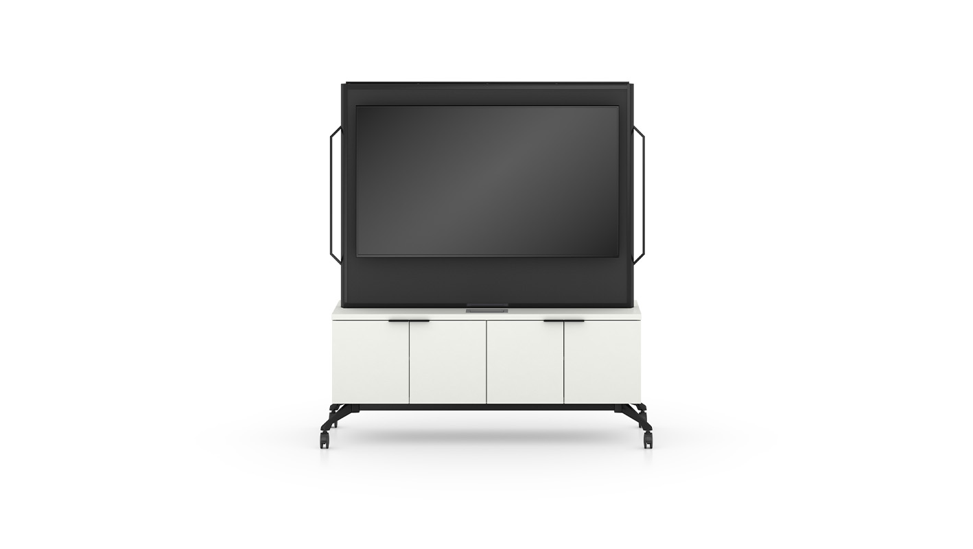 Enwork Zori mobile monitor stand open storage cabinet