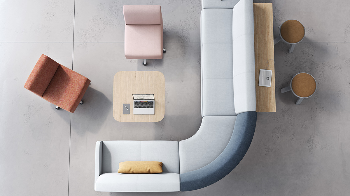 Flexible project room with mobile furniture