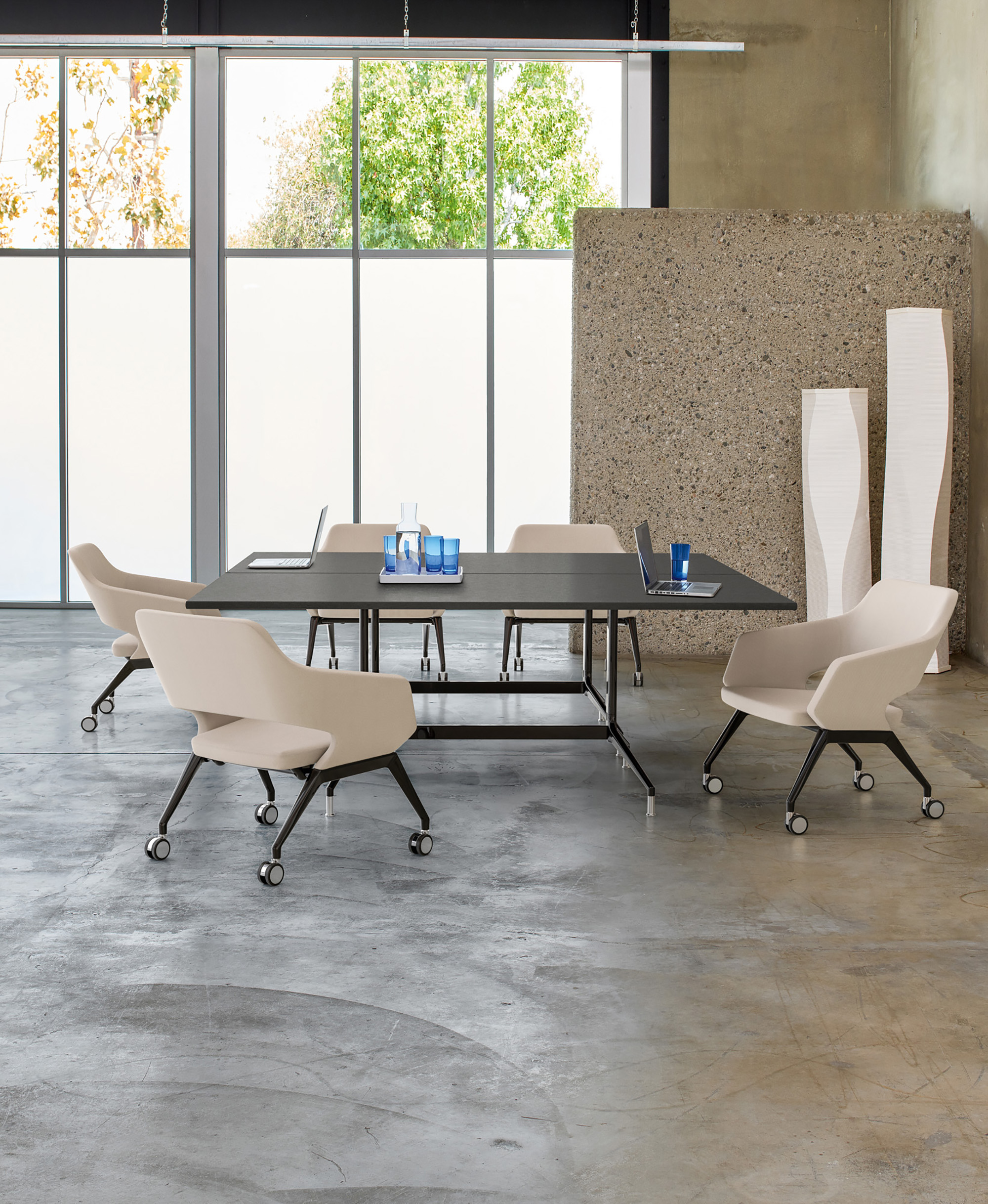 Training furniture nested for storage
