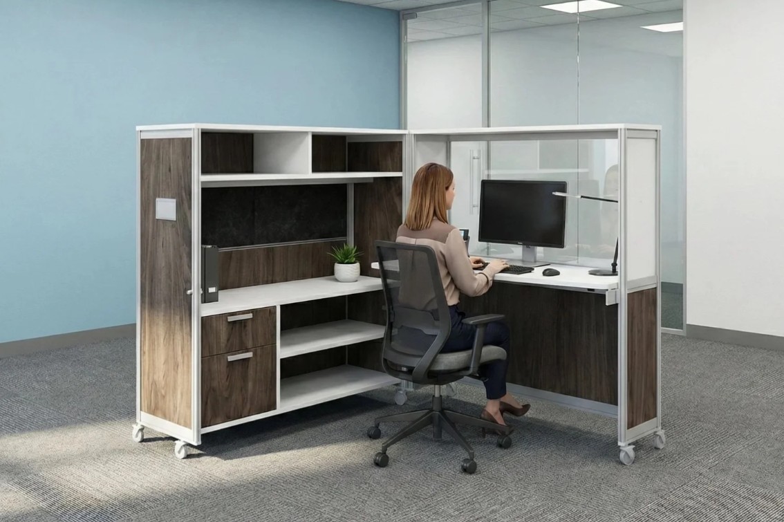 BOB integrated shelving and workstation storage