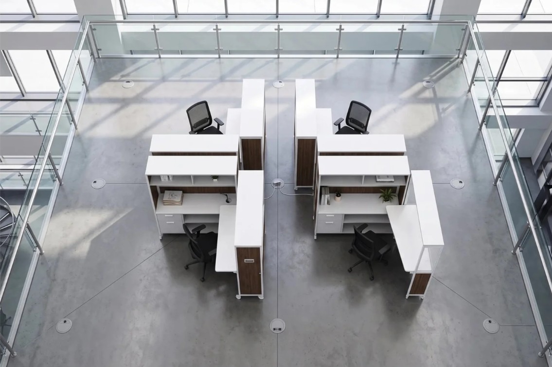 Multiple BOB mobile workstations arranged in a row