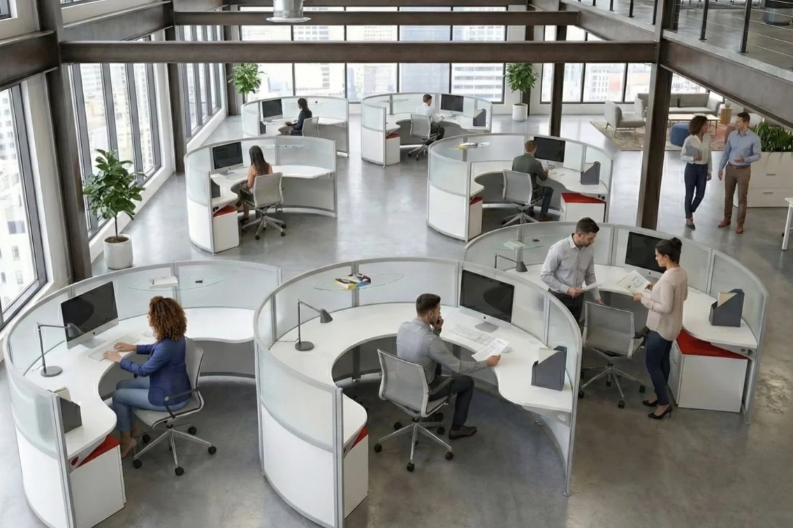 Contour compact workstation pod