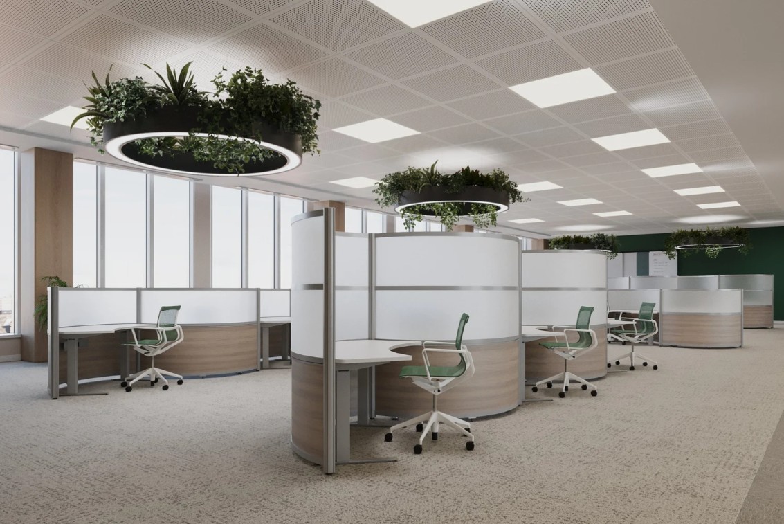 FluidConcepts Contour curved modular office workstations