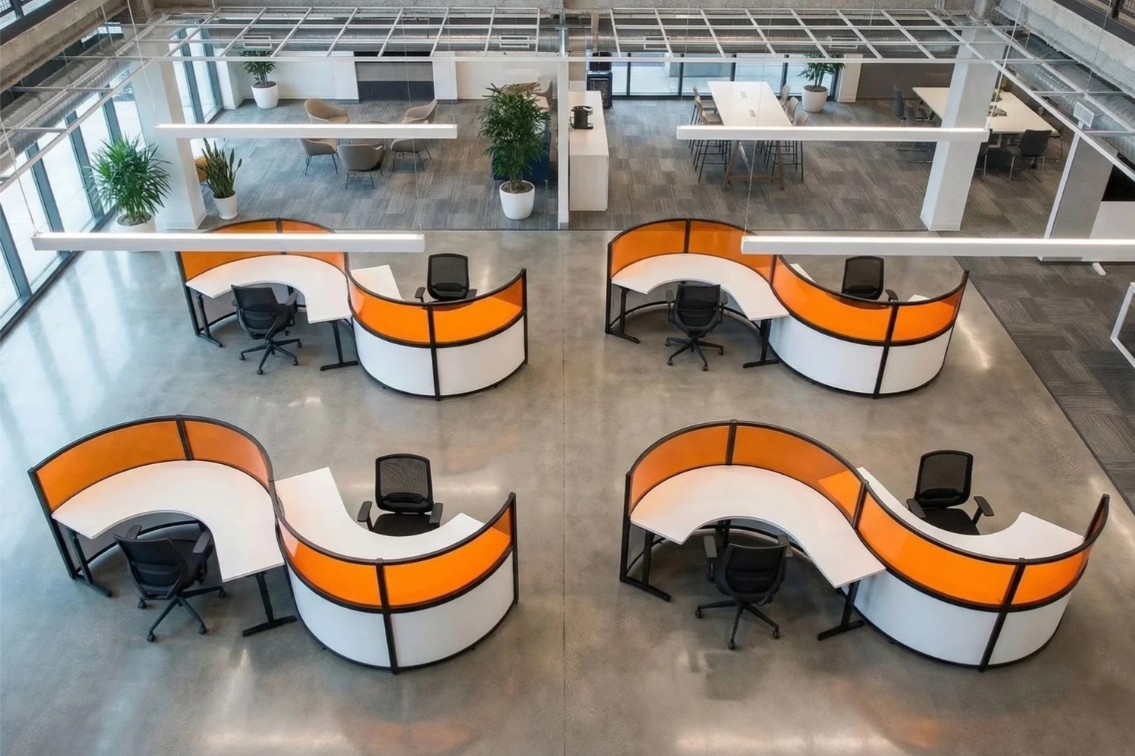 Contour wave workstation arrangement