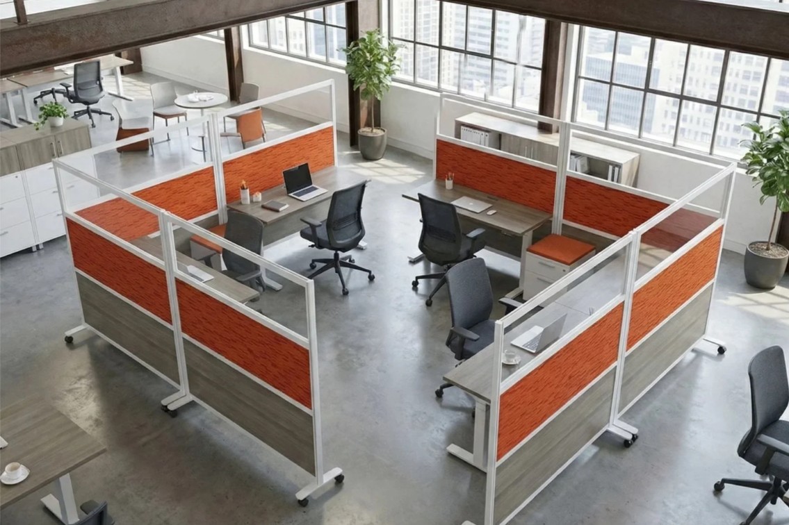 MIX screens dividing team work areas