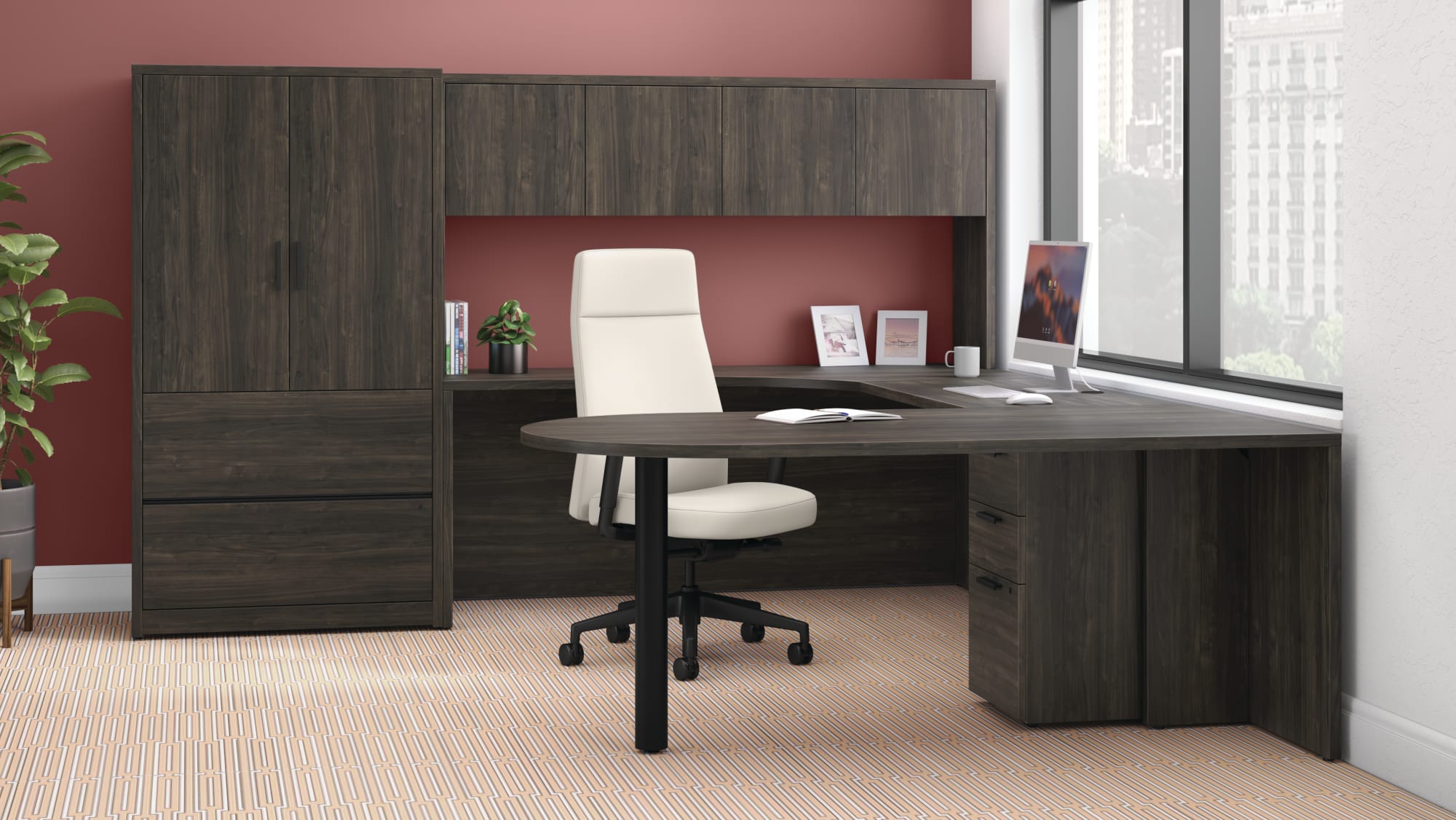 Leadership office with integrated storage