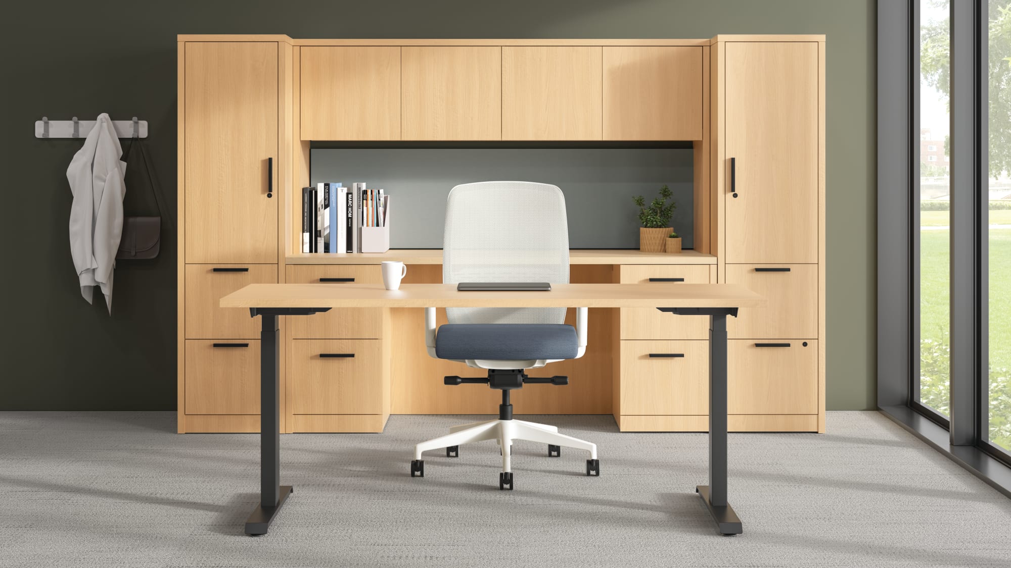 Compact private office with guest chairs