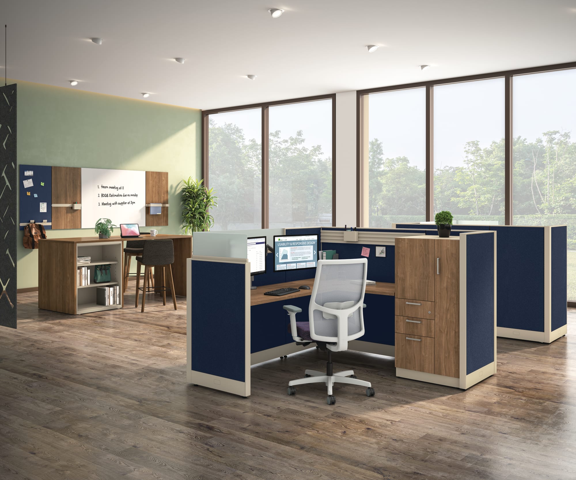 HON Contain lockers integrated into a work area