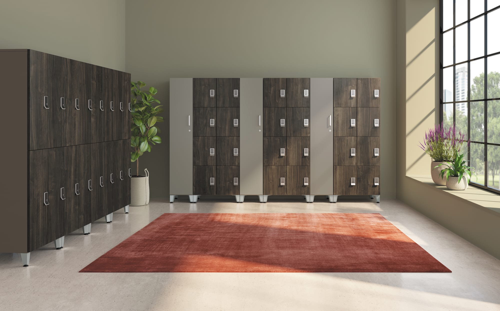 HON lockers and personal storage in a workstation setting