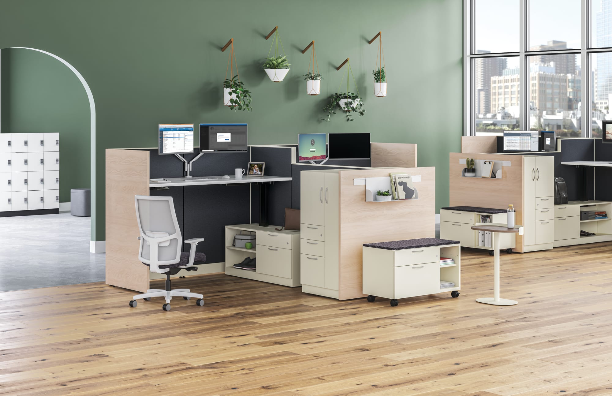 HON Contain storage paired with workstations