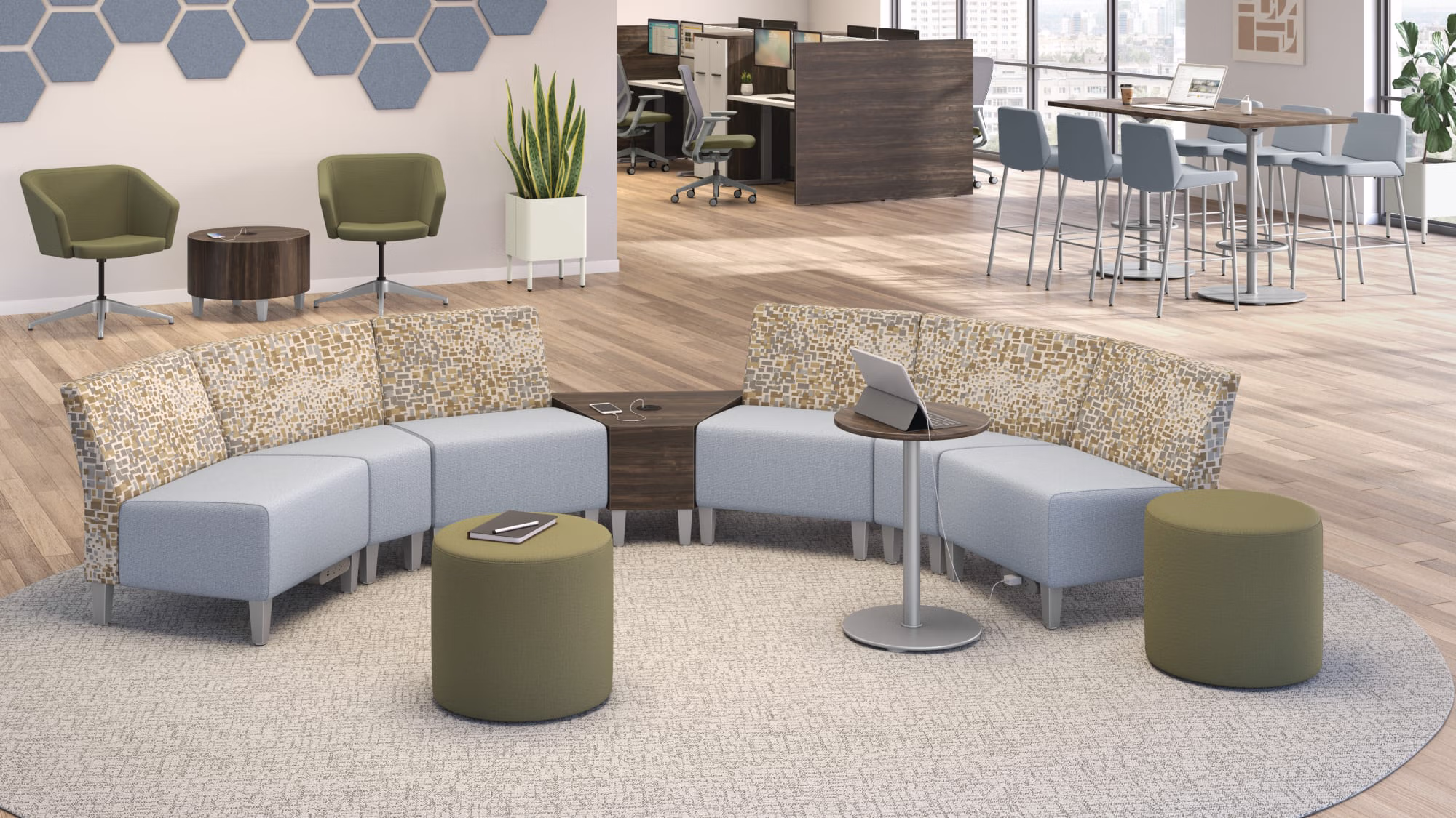 Modern office lobby for visitors and employees