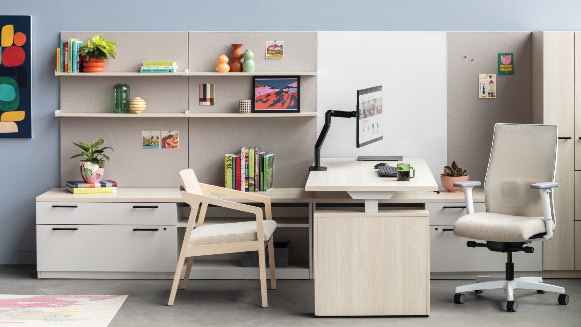 Compact private office with guest chairs