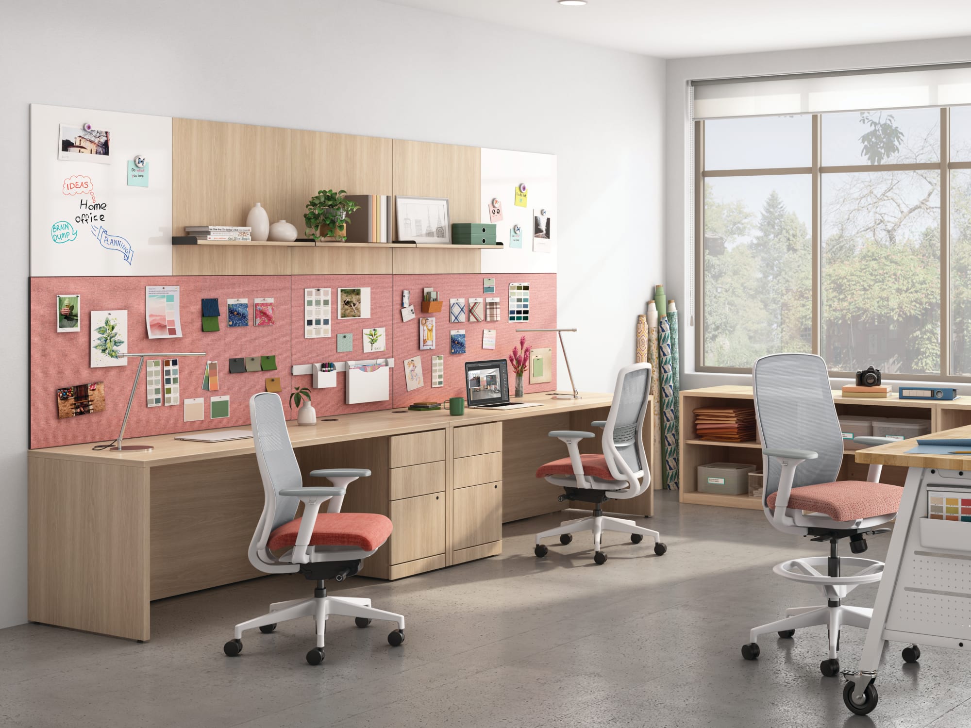 Corporate workstation setting with natural light