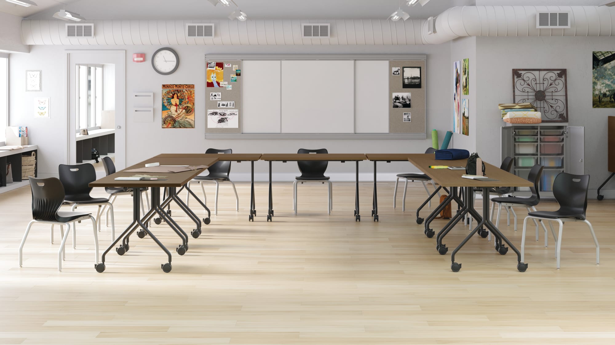 Training furniture nested for storage