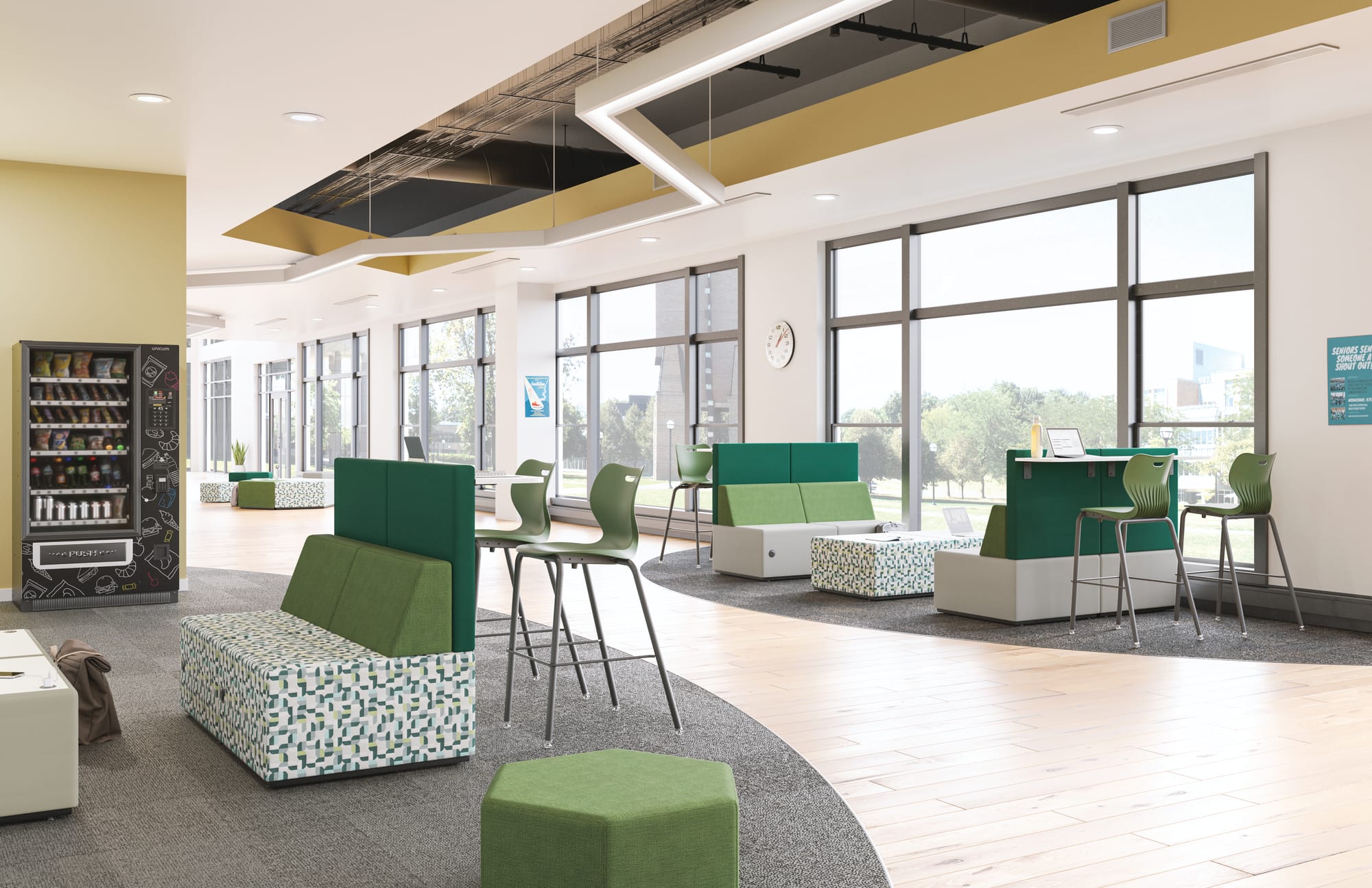 Student commons with collaborative furniture