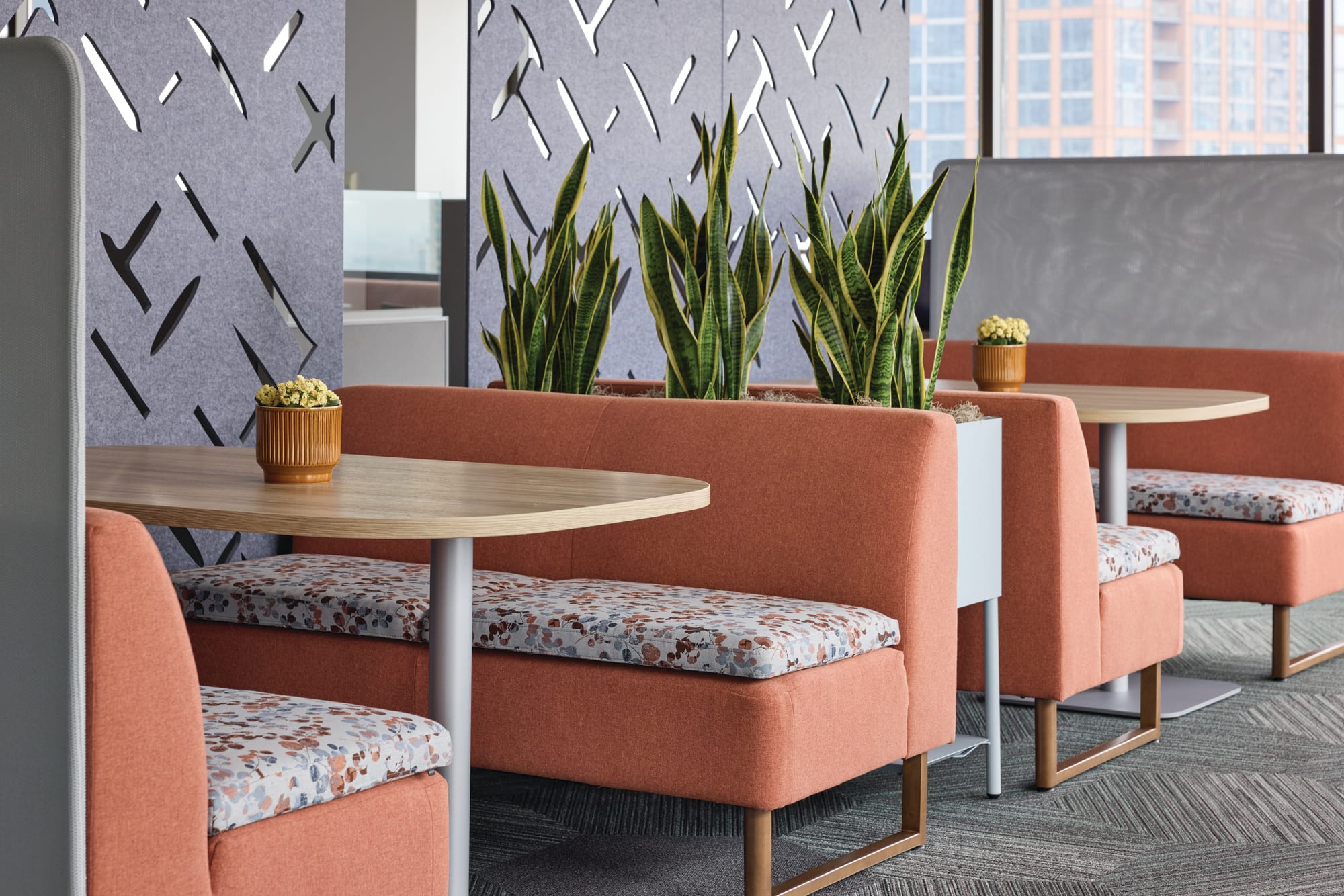 Corporate employee cafe with mixed seating
