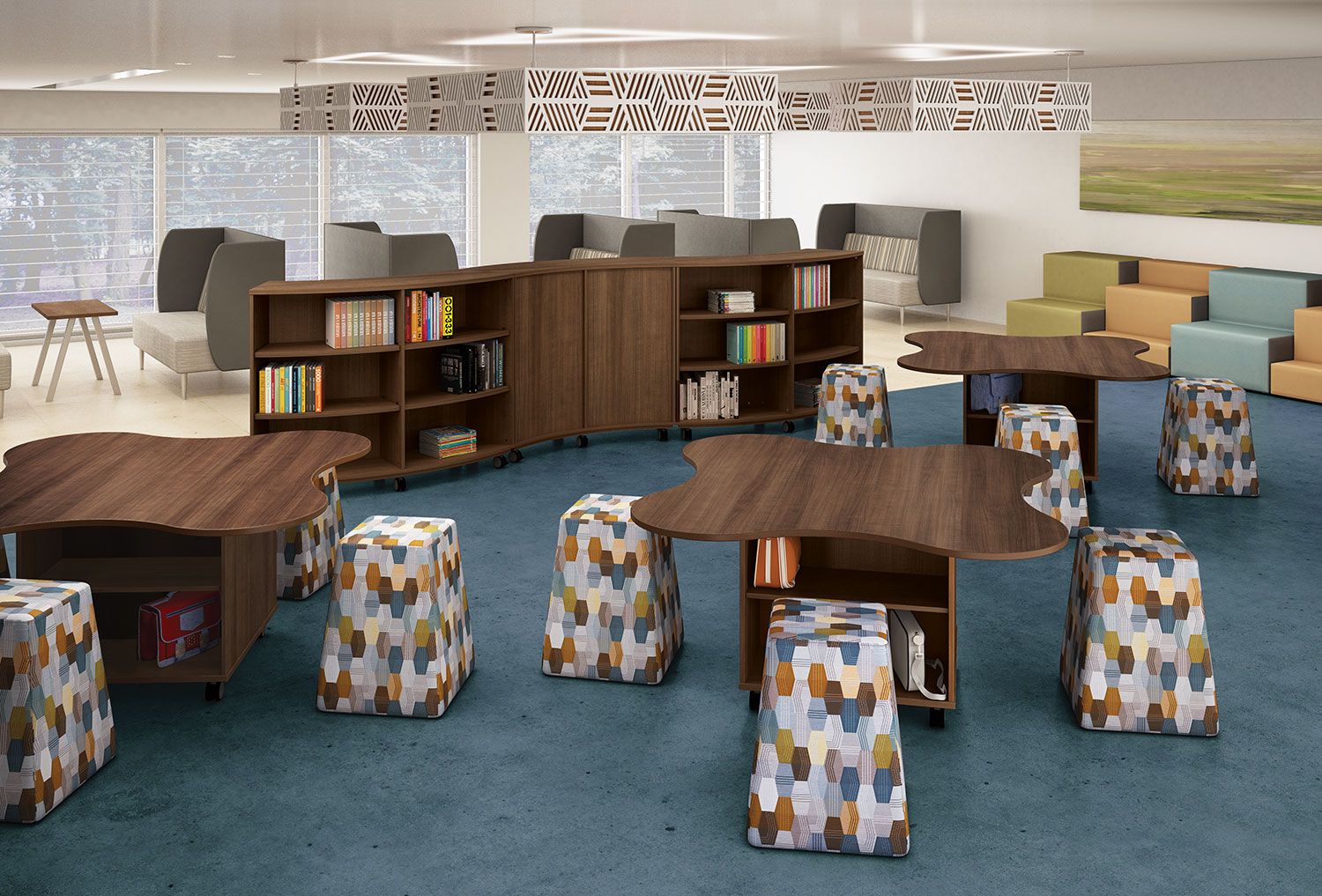 Bright library interior