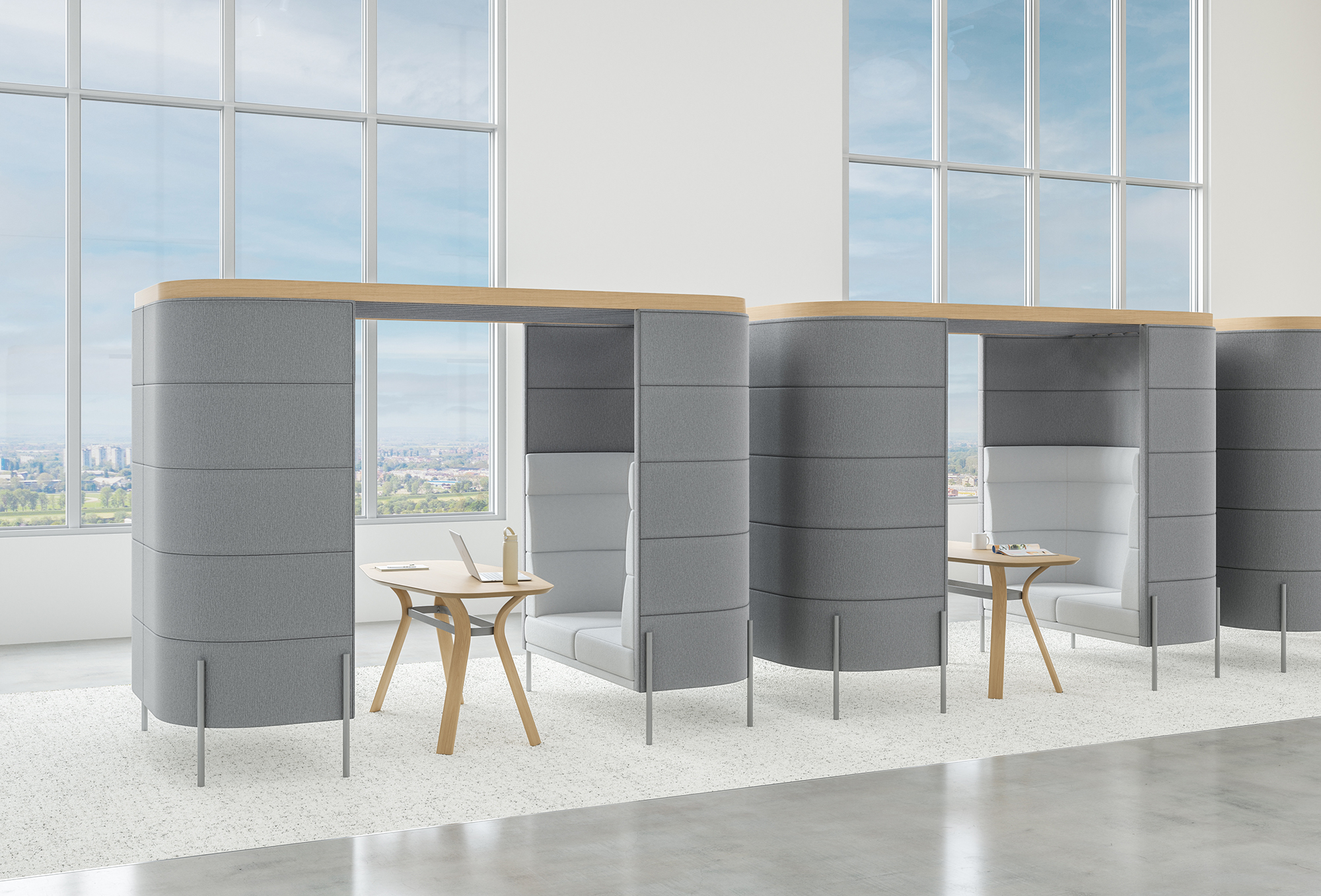 Corporate employee cafe with mixed seating