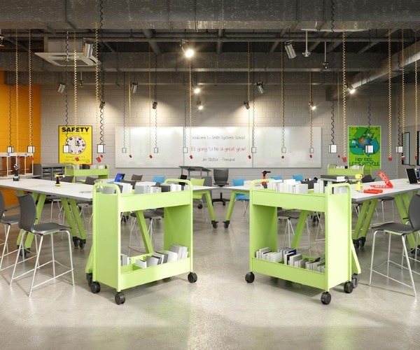 Creative makerspace with flexible worktables
