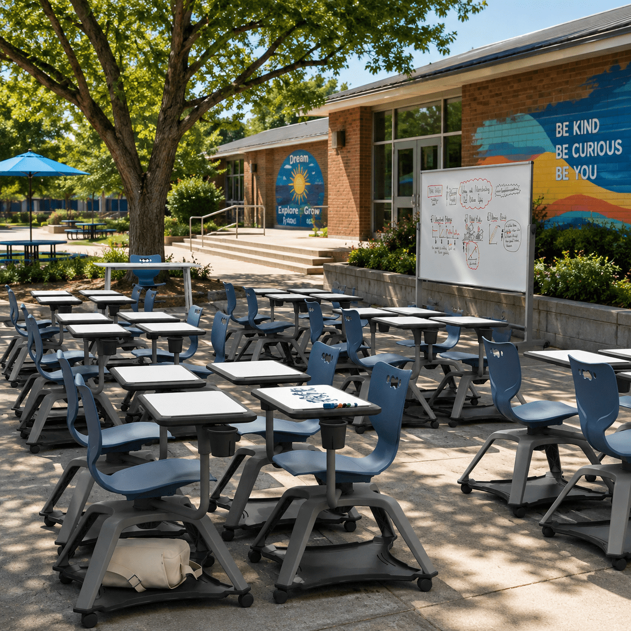 Outdoor tables and gathering space