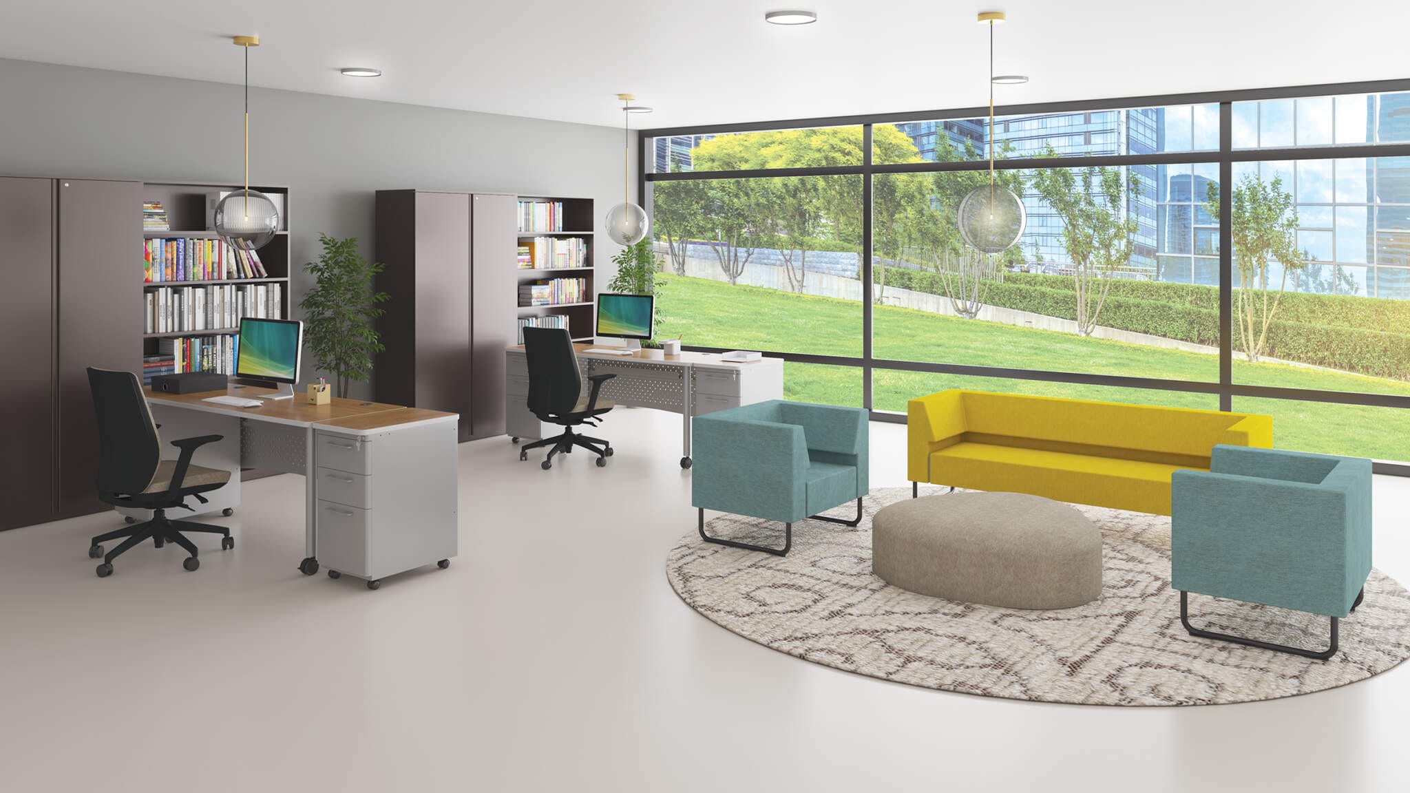 Height-adjustable corporate workstations