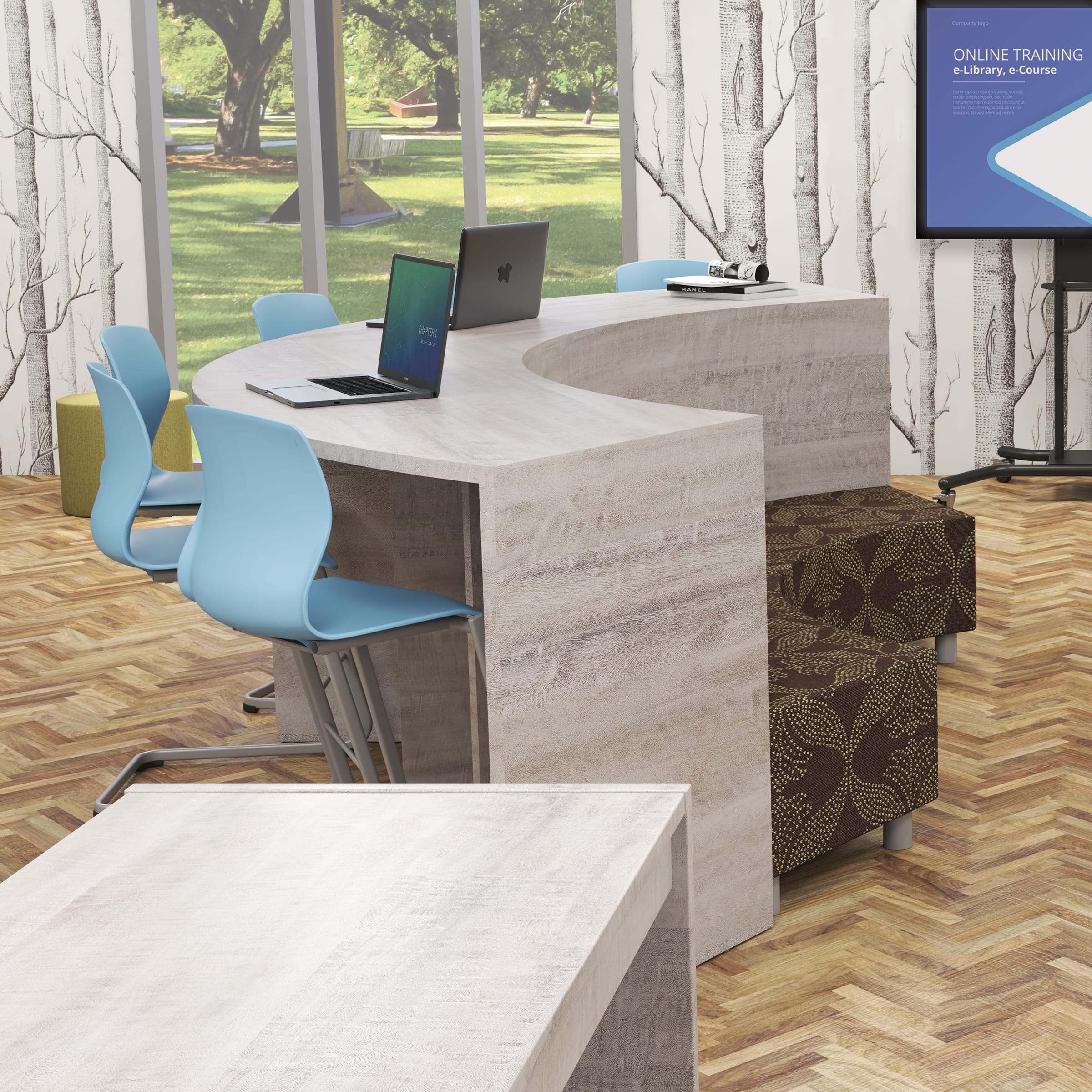 Professional team meeting space