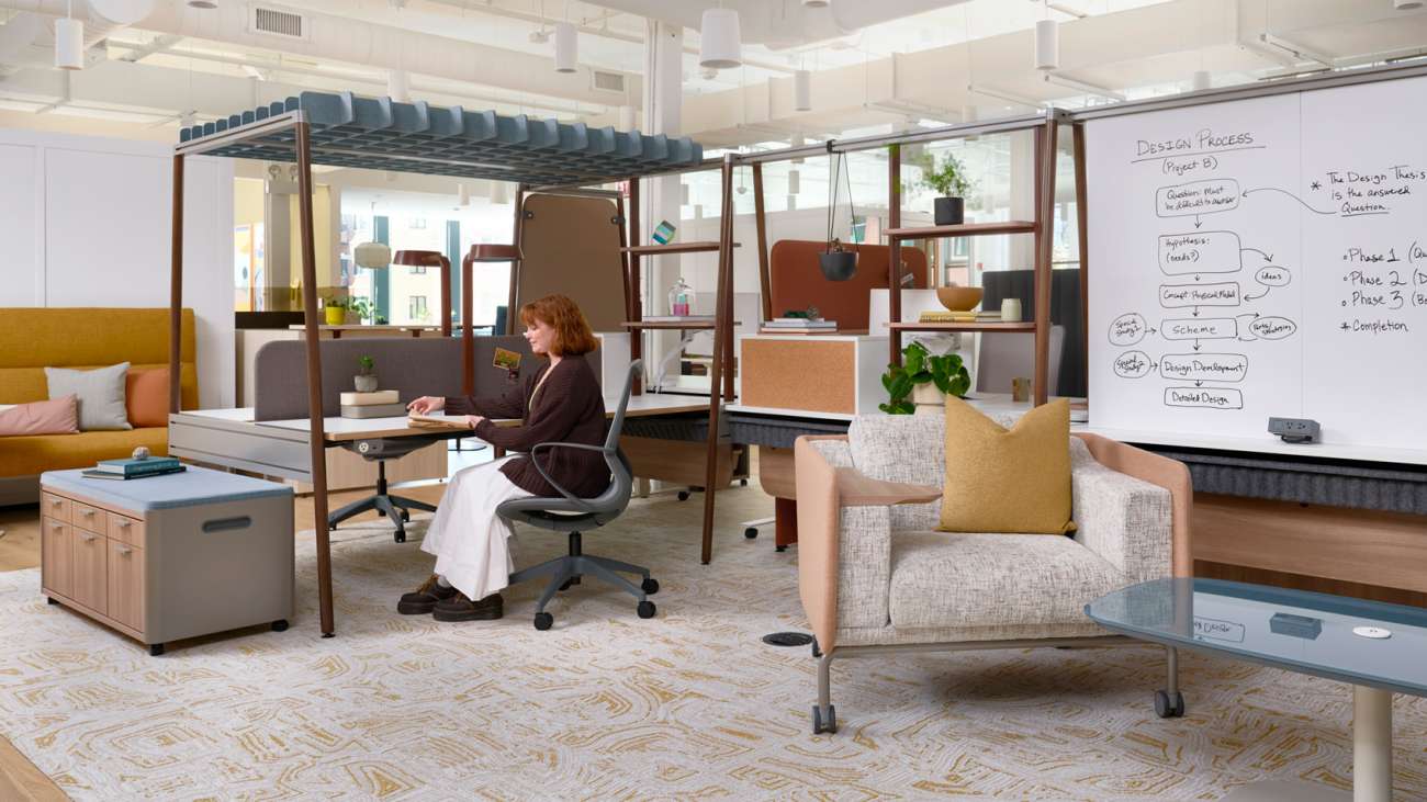 Corporate workstation setting with natural light
