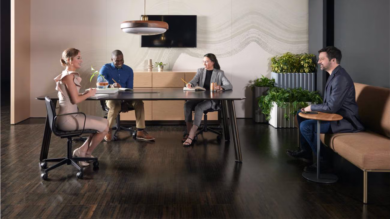Hybrid meeting room with camera and display
