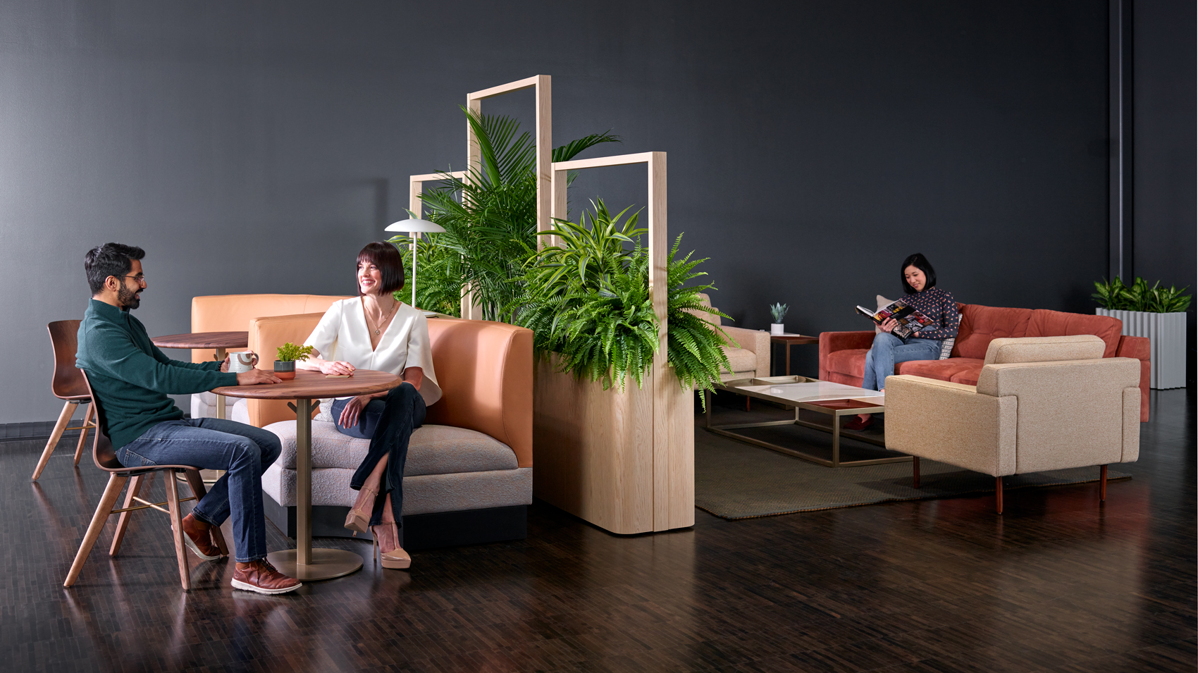 Employee dining area with communal tables