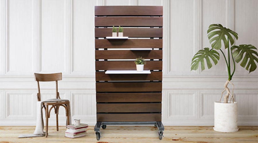 Ghent Pallet Mobile space divider with shelves
