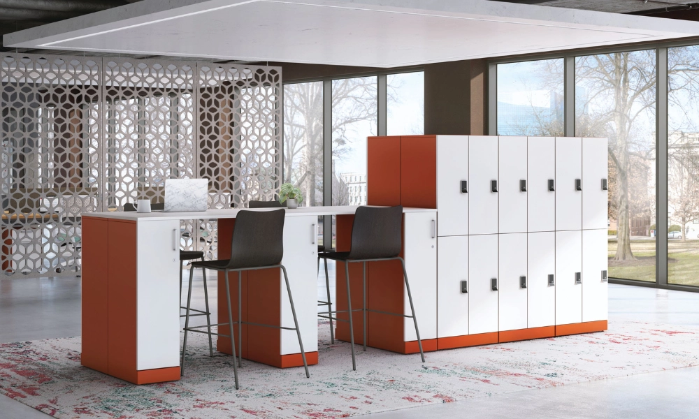 HON personal lockers supporting a flexible hybrid workplace