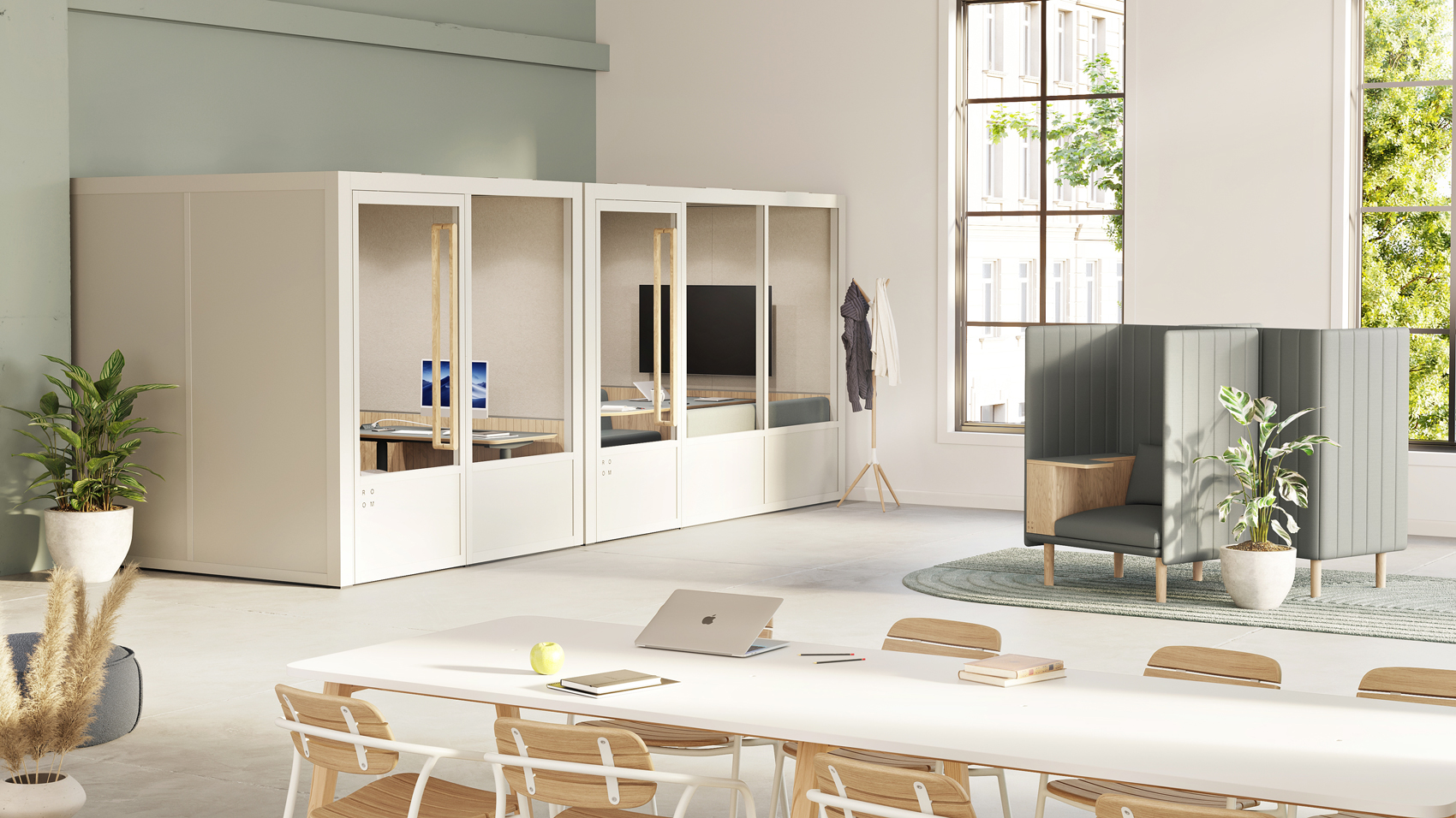 Quiet library-style workplace setting