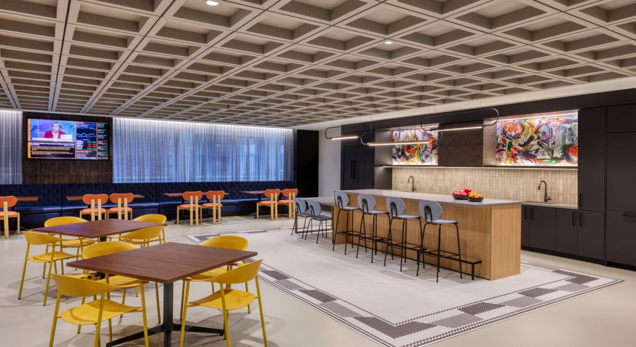 Open office with acoustic treatments