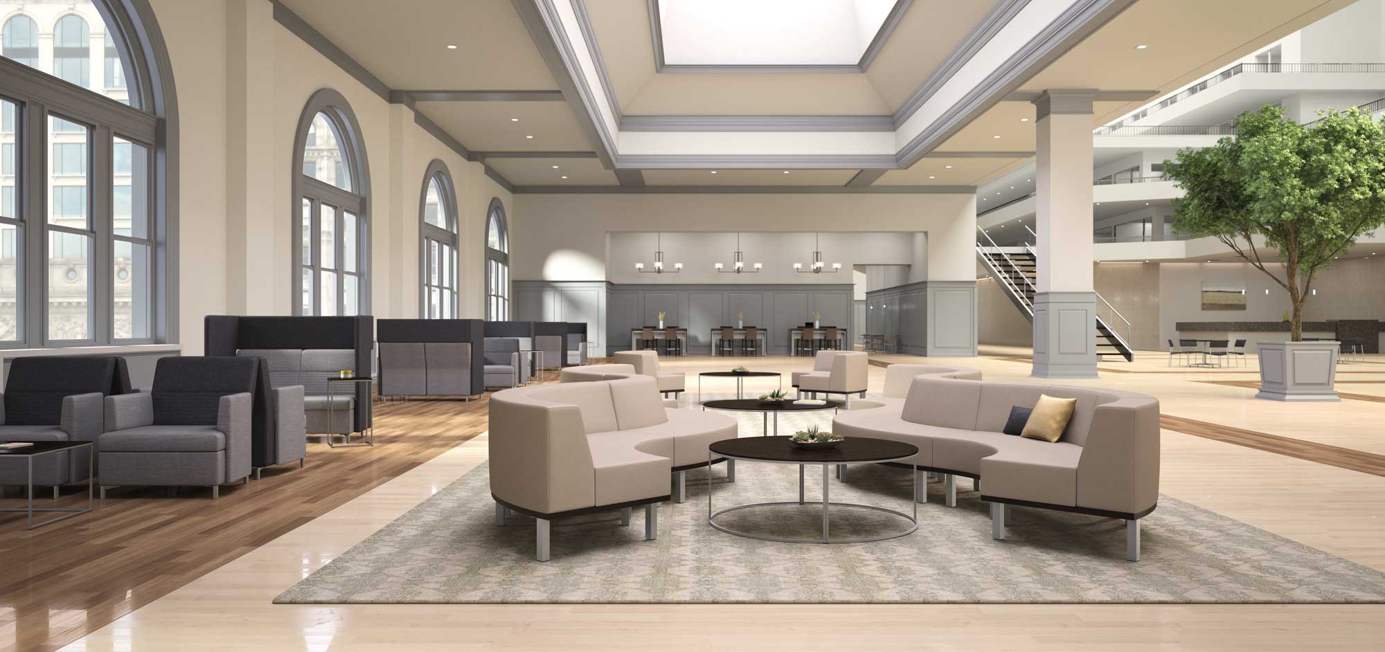 Soft seating area for workplace collaboration