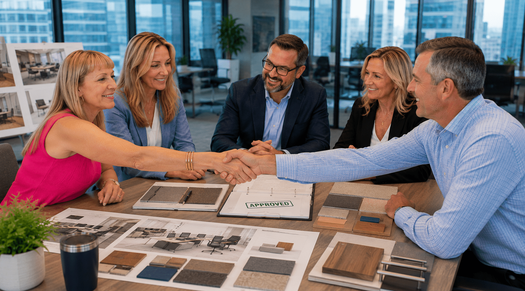 Approved corporate office furniture selections and finishes