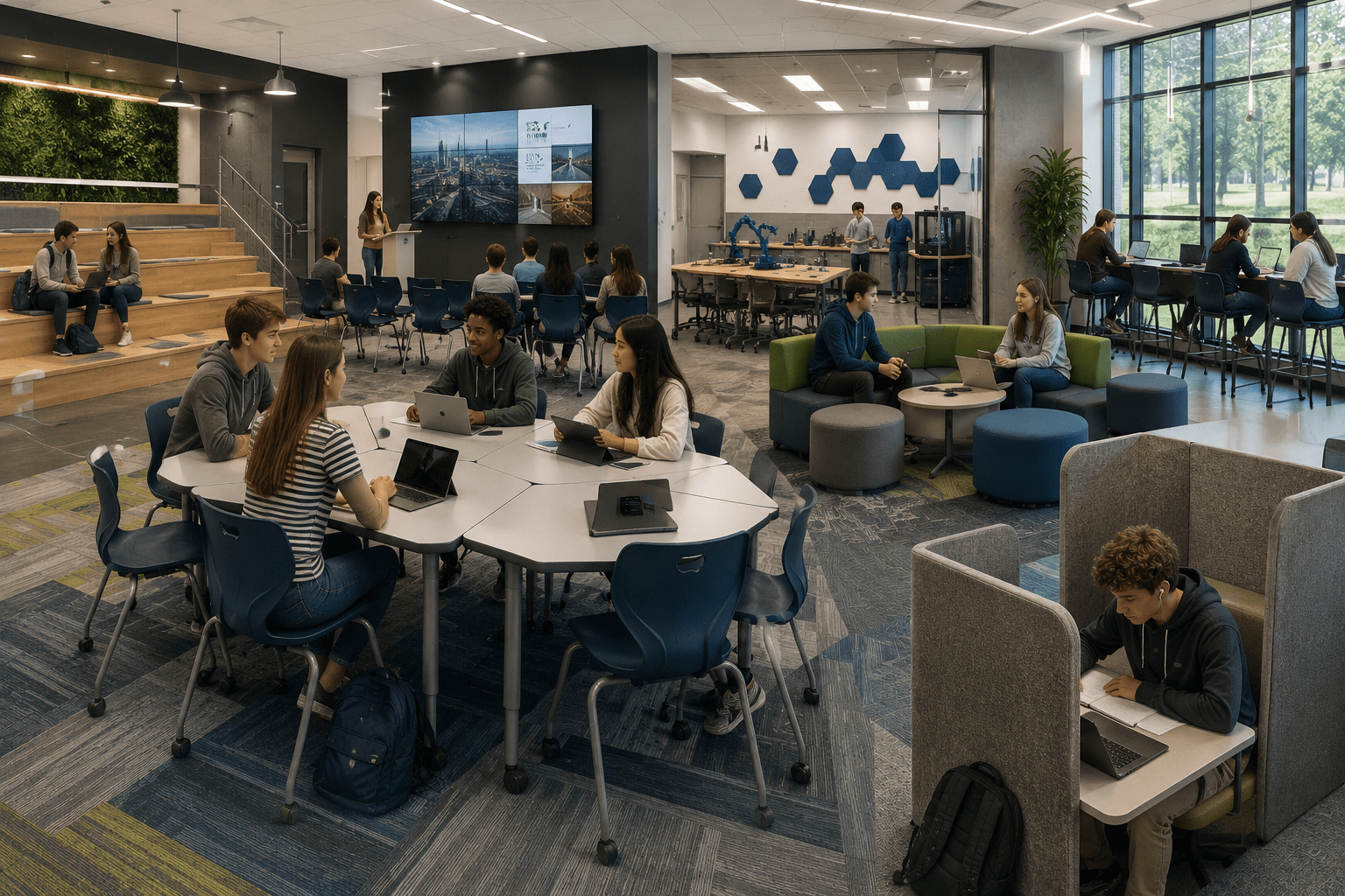 High school students working together