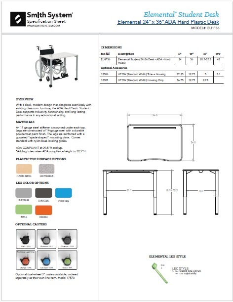 Smith System Elemental 24 x 36 ADA Desk cover